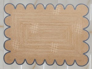 <b>Boho</b> Farmhouse Handmade Jute <b>Rug</b> Scalloped Border Braided Natural Area Carpet - Product Image 5