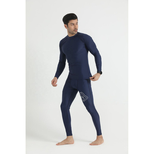 <b>Men's</b> Gray <b>Compression</b> Long Sleeve Crew Neck <b>Top</b> Full Length Seamless Spandex Polyester Sweat-Wicking Breathable Quick Dry - Product Image 5
