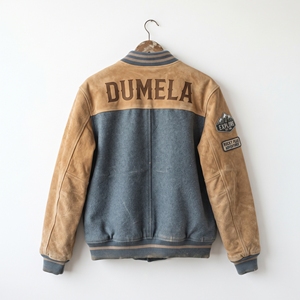 <b>Men's</b> Varsity <b>Jacket</b> <b>Suede</b> Leather Sleeve Embroidered Patch Design Letter D Front Casual Autumn Outerwear - Product Image 2