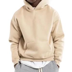 Sudadera con Capucha Beige para Hombre, Corte Holgado, Estilo Casual para Otoño, 100% Algodón, Diseño con Bolsillo Frontal Tejido - Product Image 2
