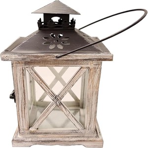 Lanterne décorative en bois vintage, porte-bougie rustique, lanterne de mariage style ferme, lanterne pour table, lanterne à suspendre au mur - Product Image 2