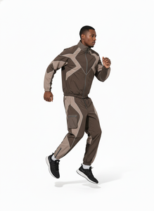 High Quality Men's Casual Solid Streetwear Custom Patchwork <b>Polyester</b>/Cotton Windbreaker Pants Set Knit - Product Image 4