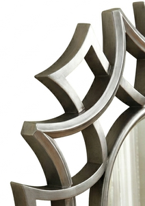Modern Geometric Iron Frame <b>Round</b> <b>Wall</b> <b>Mirror</b> Silver Finish Decorative Starburst <b>Wall</b> <b>Mirror</b> Luxury Home Decor - Product Image 3
