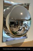 Ensemble de miroirs muraux convexes en verre moderne avec écran LED, forme ronde, pour la décoration artistique de la pièce