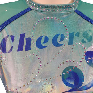 Green Sparkle Printed Cheerleader Uniform High Stretch 100% Polyester Competition Performance Set for Adults - Product Image 5