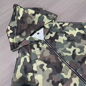 Sweat à capuche camouflage pour homme en molleton de coton épais avec broderie et fermeture éclair, imprimé par sublimation, vente en gros - Product Image 2
