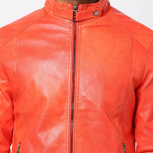 High Quality Custom Men's Sheep Fur Leather <b>Jackets</b> with <b>Mandarin</b> <b>Collar</b> Front Logo Waterproof & Breathable Winter Windproof - Product Image 5