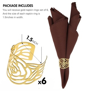 Rose Flower Napkin Ring Holder Decorative Metal Napkin Buckle for <b>Dining</b> <b>Table</b> Wedding Hotel Banquet Bulk Supply - Product Image 6