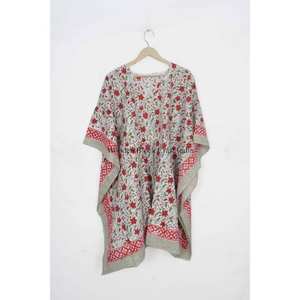 Caftán Largo de Algodón con Estampado Floral Indio, Estilo Modesto para Mamás, Ropa de Playa, Ropa de Dormir, Bikini - Product Image 4