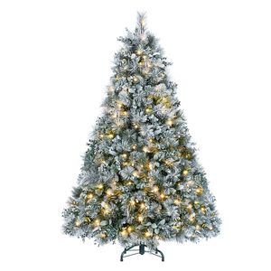 Árbol de Navidad Artificial Preiluminado de 1.2 m con 150 Luces Blancas Cálidas, Efecto Nieve, Pino Realista de PE para Decoración Navideña Interior - Product Image 1