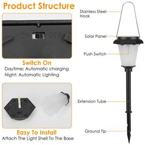 2 Lámparas Solares con Forma de Antorcha, Impermeables IP65, con Luz Parpadeante, para Jardín, Camino y Patio, Lámpara Decorativa con Estaca - Product Image 5