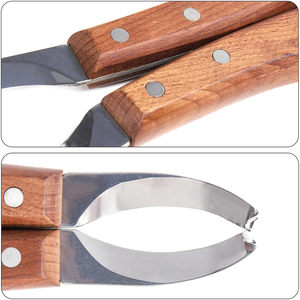 Cuchillo para pezuñas de caballo con mango de madera, cortador de acero inoxidable multifuncional para mano derecha o izquierda, herramientas de poda para patas de ganado y burros, 1 unidad - Product Image 4