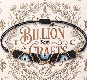 Bracelet ajustable en perles de verre tissées à la main style bohème avec motif paix pour femme, collection Billion Crafts Wholesale - Product Image 6