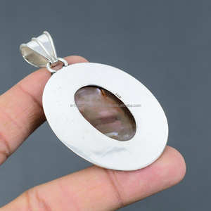 Plata de Ley 925 sólida, piedra preciosa natural, colgante de ágata de Montana rara, colgante de forma ovalada, regalo para boda - Product Image 6