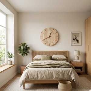 <b>Modern</b> Oak Beech <b>Wall</b> <b>Clock</b> – Japandi Scandi Silent Home Decor - Product Image 4