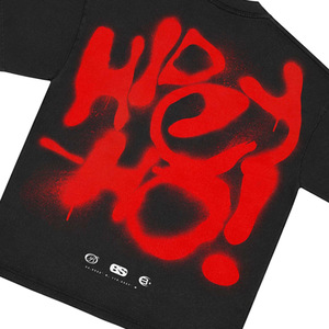 Oversized <b>Black</b> <b>Men's</b> T-<b>Shirt</b> With <b>Red</b> Graffiti Print Back Design Streetwear Style Short Sleeve O-Neck Jersey Fit - Product Image 5