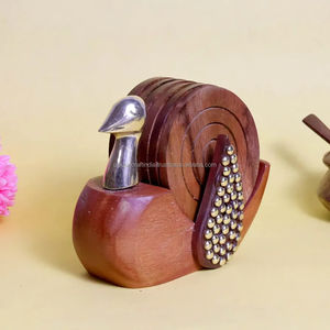 ชุดแผ่นรองแก้วทำมือ รูปทรงหกเหลี่ยม ไม้กระถินเทศ ดีไซน์คลาสสิก หนา 5 มม. สำหรับตกแต่งโต๊ะที่บ้านและที่ทำงาน - Product Image 6