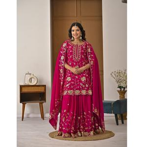 เปิดตัวชุดเลเฮนกาดีไซน์ใหม่สำหรับงานปาร์ตี้ พร้อมผ้าคลุมไหล่ เลเฮนกาสำเร็จรูปสำหรับงานแต่งงานและงานปาร์ตี้ เลเฮนกาโชลี - Product Image 1