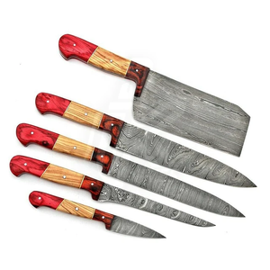 Wholesale Hot Selling BA Enterprises Professional Chef <b>Knife</b> <b>Set</b> Five-piece Eco-Friendly Damascus Steel Pakka Wood Handle <b>Knives</b> - Product Image 1