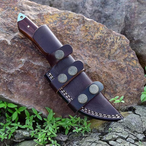 Premium Handmade Fixed Blade Hunting Knife Damascus Steel Wood Handle <b>Leather</b> Sheath Camping Knife 3-Year Warranty Customizable - Product Image 2