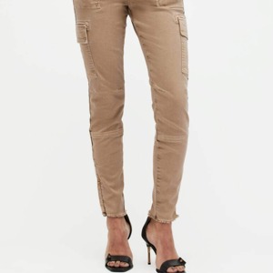 Pantalones Cargo para Mujer, Cintura Media, Corte Ajustado, Largo al Tobillo, Color Sólido, Mezclilla de Algodón, Estilo Casual, Ropa de Otoño - Product Image 1