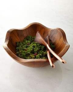 Tazón de ensalada de madera, tazón de madera de acacia, tazón de madera para servir, tazón grande para ensalada, tazón para servir frutas, tazón de madera para mezclar. - Product Image 2