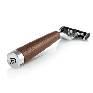 Rasoir de sécurité à triple lame de haute qualité PRESTIGE, manche en métal/bambou/bois, emballage personnalisé, acier inoxydable - Product Image 1