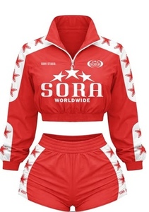 2026 Women's 2-Piece Street Sportswear <b>Set</b> Full-Sleeve T-Shirt and Knee-Length Shorts Breathable Non-Pilling - Product Image 2