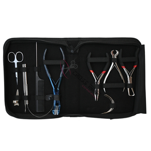Kit de herramientas para extensiones de cabello plateadas con cinta azul, alicates, removedor de cuentas, crimpadora, herramienta de gancho y bucle, organizador de dedos para separar el cabello - Product Image 6