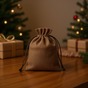 Sacchetto regalo Iln 15x20 cm marrone caffè con coulisse per regali - Product Image 3