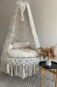 Hanging chair, Macrame Round Swing, hängesessel, Swing chair, hanging chair indoor, Macrame chair, chair hanging indoor <b>hammock</b> - Product Image 3