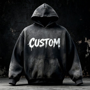 Custom Unisex Winter Oversized Crop Knitted Terry Streetwear Puff Printed Pullover Hoodie 100% Cotton 460g - Product Image 4