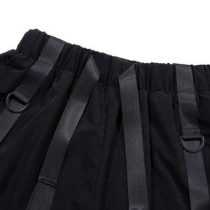 Men's Black Cargo Shorts Elastic Waist Canvas Workwear Style Length Ribbons Decoration Solid Color Breathable - Product Image 5