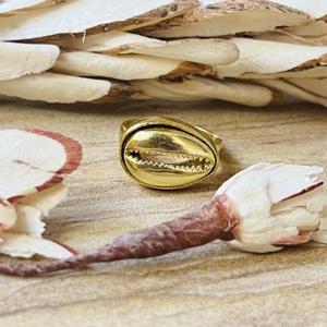 Modern Bohemia Cowrie Shell Brass <b>Ring</b> <b>Women</b> 18K Gold Plated Ocean Beach Jewelry Dainty Statement <b>Ring</b> - Product Image 5