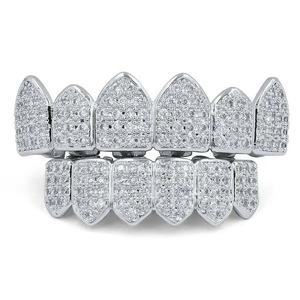 Juego de Grillz con Diamantes – Cubiertas Dentales Personalizadas de Oro Blanco, Joyería de Lujo Estilo Hip Hop - Product Image 3