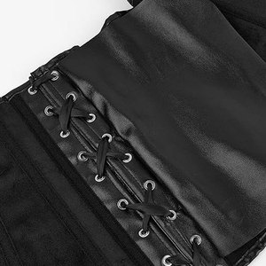 Women's Black PU Leather <b>Corset</b> Zipper Front Body Shaper Firm Control Bustier Top Shapewear Vest Adult Breathable Design - Product Image 4