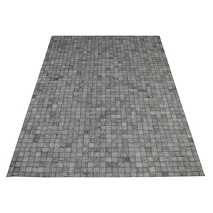 Tapis moderne en laine et jute patchwork - Tapis à motif mosaïque gris pour salon et bureau - Product Image 3
