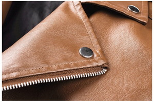 New Stylish Casual Coated Winter Wear Leather <b>Jackets</b> <b>Men</b> Stand Zipper Closure Breathable Plus Sized Wholesale - Product Image 3