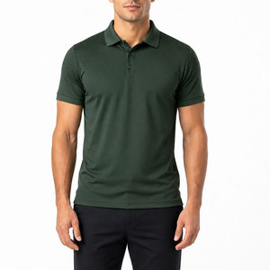 Polo de Manga Corta para Hombre, Color Verde Oscuro, Tejido de Secado Rápido, Estilo Casual Elegante - Product Image 1
