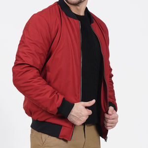Veste bomber noire de style sportif, fermeture éclair, manches longues, veste bomber rouge, veste de course pour homme, veste bomber homme de qualité supérieure - Product Image 4