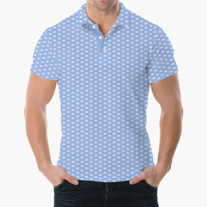Polo de Manga Corta Azul Claro para Hombre con Diseño de Puntos, Corte Regular, Estilo Casual, 100% Algodón Popelina, Tejido Transpirable - Product Image 5