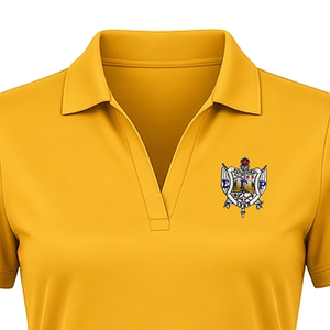 เสื้อโปโลแขนสั้นสีเหลืองทอง ปักลายตราสัญลักษณ์ คอวี กระดุมหน้า ลำลอง สำหรับชมรมกอล์ฟ เสื้อพรีเมียมสไตล์กรีก - Product Image 5