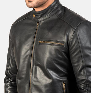 Blouson en cuir classique de luxe pour homme, nouvelle collection hiver, fermeture éclair horizontale, style motard, grande taille, mode masculine transfrontalière - Product Image 5