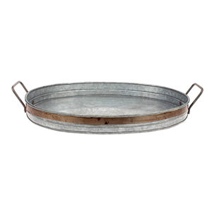 Rustic Farmhouse Oval Serving <b>Tray</b> Galvanized Metal for Home <b>Office</b> Party Wedding Spa Serving Jumbo Serving <b>Tray</b> - Product Image 5