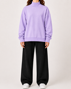 Sweat-shirt à col montant pour femme, en polaire de haute qualité, polyester/coton, séchage rapide, coupe-vent, respirant, style décontracté intemporel - Product Image 1