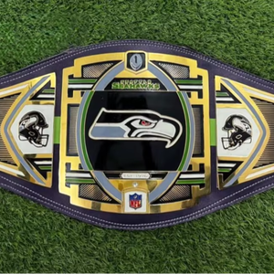 Cinturón de Campeonato de los Seattle Seahawks, Talla Adulto, Modelo Legacy, Hecho de Aleación de Zinc Premium de 2mm/4mm, Cintura Alta - Product Image 1