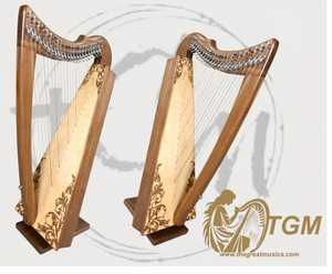 Harpe à levier à 27 cordes de qualité supérieure, fabriquée à la main, avec étui, en bois de haute qualité, finition naturelle, légère, harpes à poser sur les genoux - Product Image 3