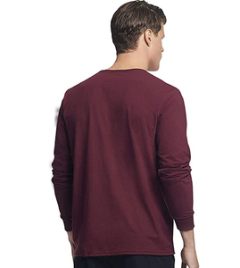 T-shirt à manches longues pour hommes, style col rond, parfait pour un usage quotidien, voyage, tissu confortable en mélange de coton, léger et respirant - Product Image 2