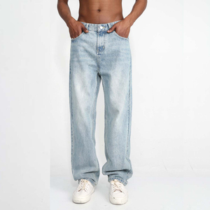 Jeans de Mezclilla de Pierna Recta Azul Claro de Primera Calidad, Cintura Alta, Lavado a la Piedra, Algodón, Estilo Casual para Hombre, Primavera - Product Image 5