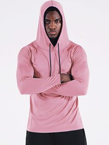 Camiseta Deportiva de Manga Larga para Hombre, con Logotipo Personalizado, Spandex Elástico, Compresión, para Escalada, Running, Gimnasio, Atletismo, Ciclismo, Capa Base con Capucha - Product Image 2